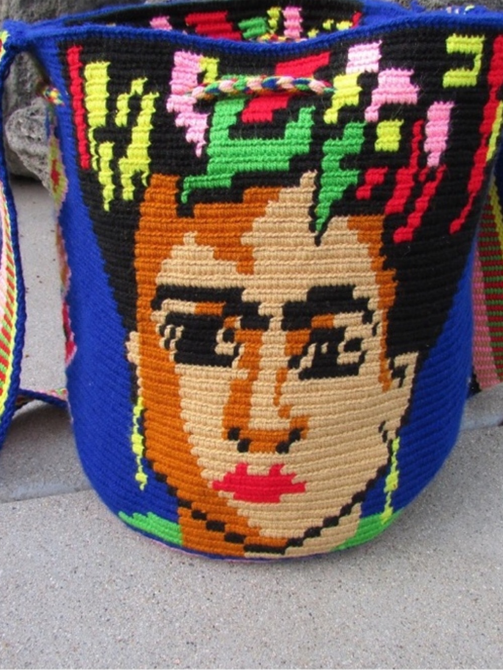 Wayuu Mochila Bag Hand Made Frida Kahlo Cotton Crossbody Purse, Boho, Hippie